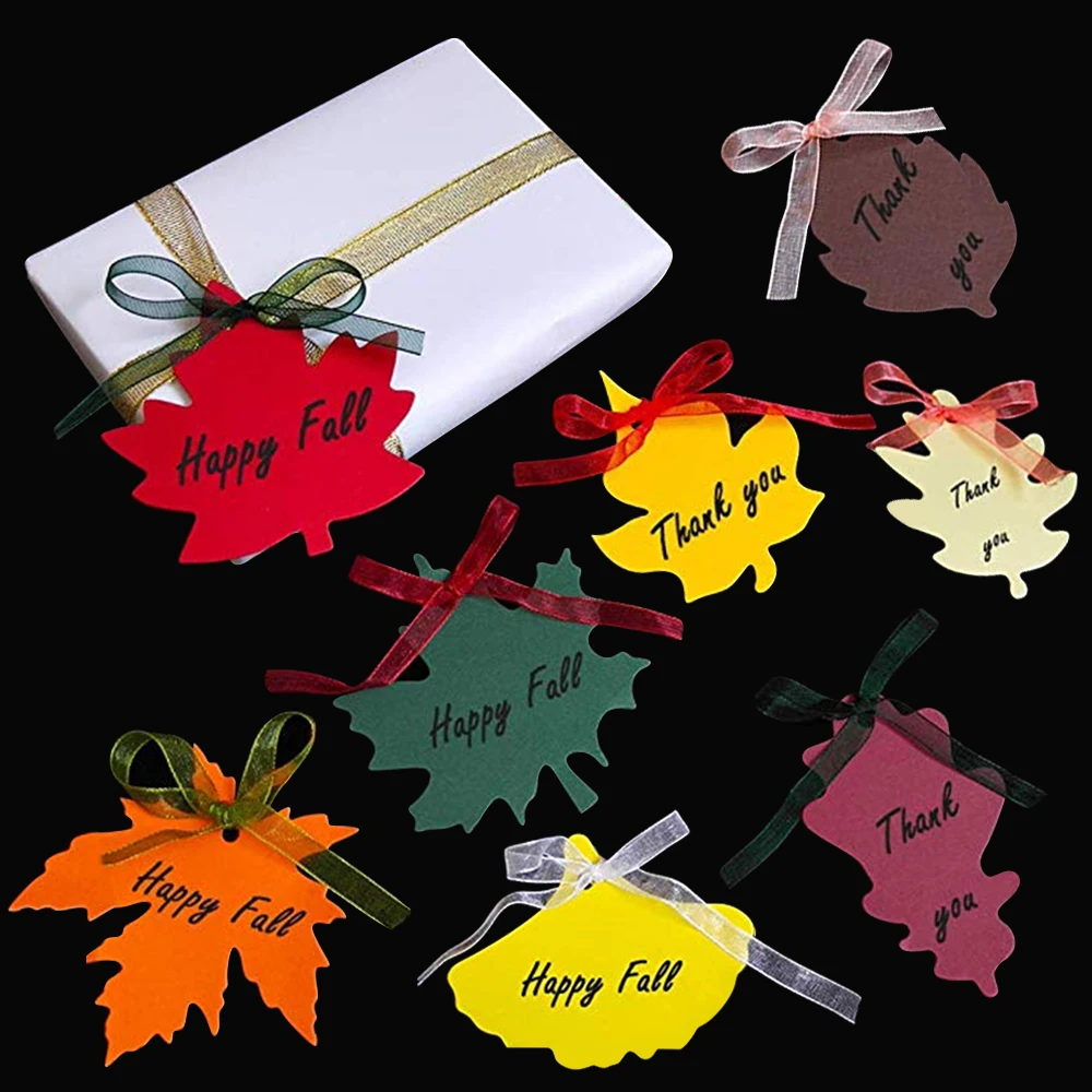 Blank Gift Tags Maple Leaf Kraft Paper Tag with Ribbon for Retro Wedding Handmade Gift Hanging Tags Decoration Scrapbooking Leaf (4)