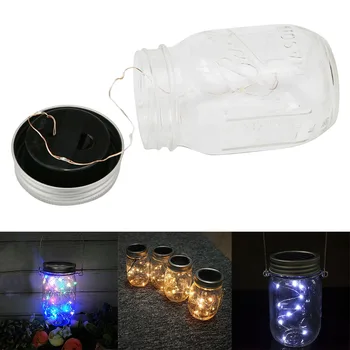 

1pc Solar Power Auto Hanging Glass Jar Lamp 10/20 LED Lighting For Party Festival Garden Indoor/Outdoor Decor Light Multi Color