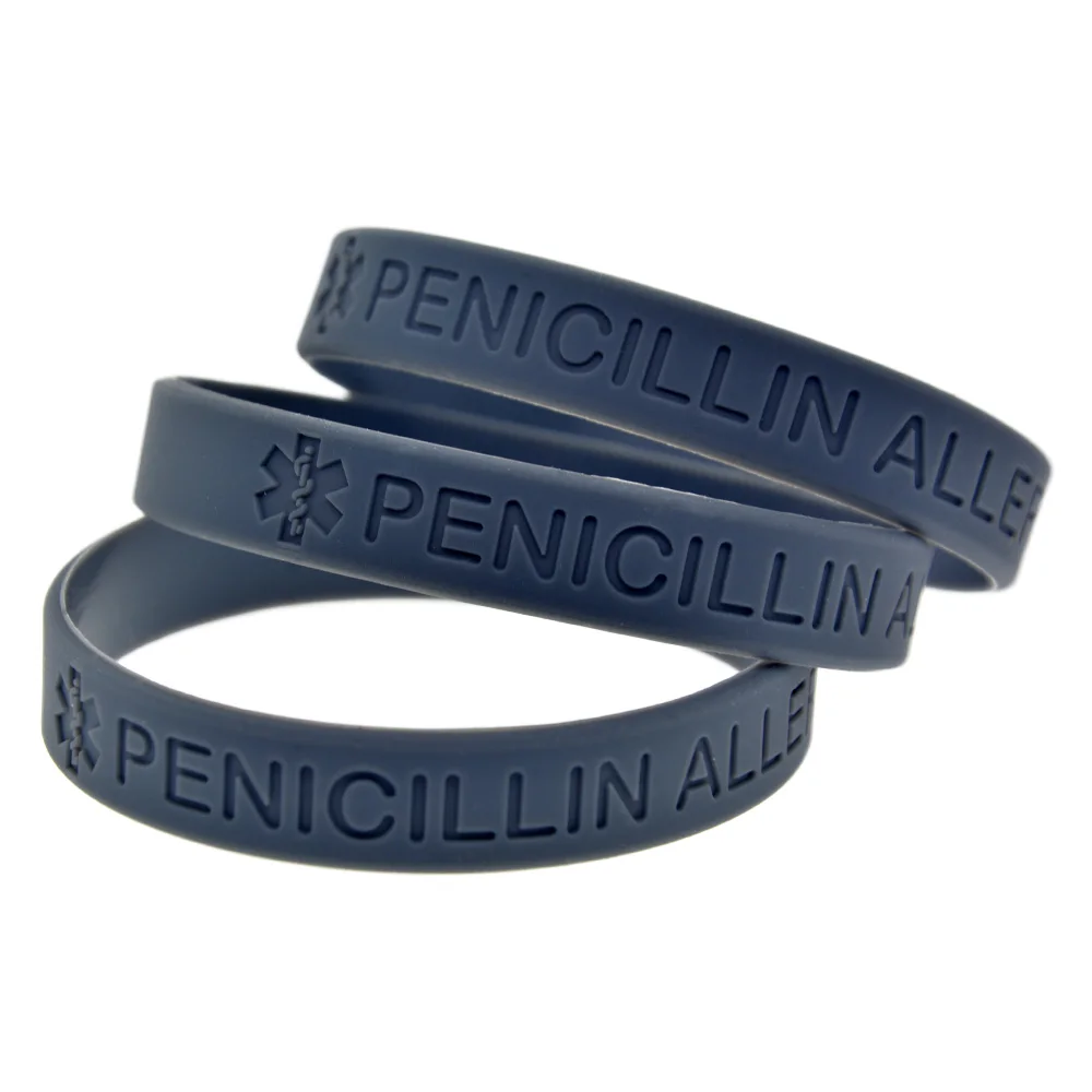 OBH 50 шт. Медицинский символ пенициллин аллергия силиконовый браслет для экстренной ситуации