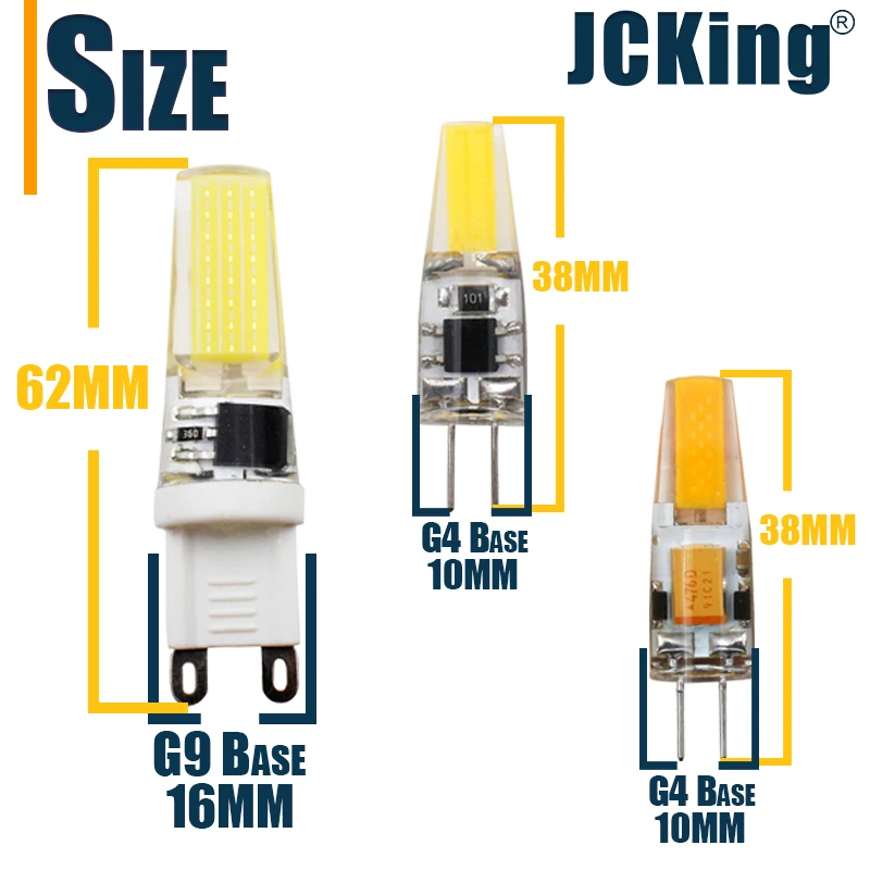JCKing Диммируемый COB 2 Вт светодиодный галогенный 12 В 220 в 120 в светильник G9 G4 лампы для хрустальных люстр светильник s теплый белый натуральный