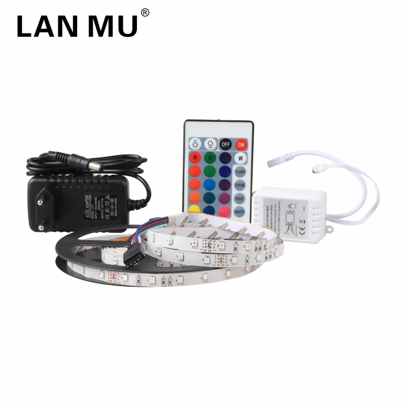 

LAN MU 5M 300Leds RGB Led Strip Light 2835 DC12V 60Leds/M Flexible Lighting String Ribbon Tape Lamp Home Decoration Lamp