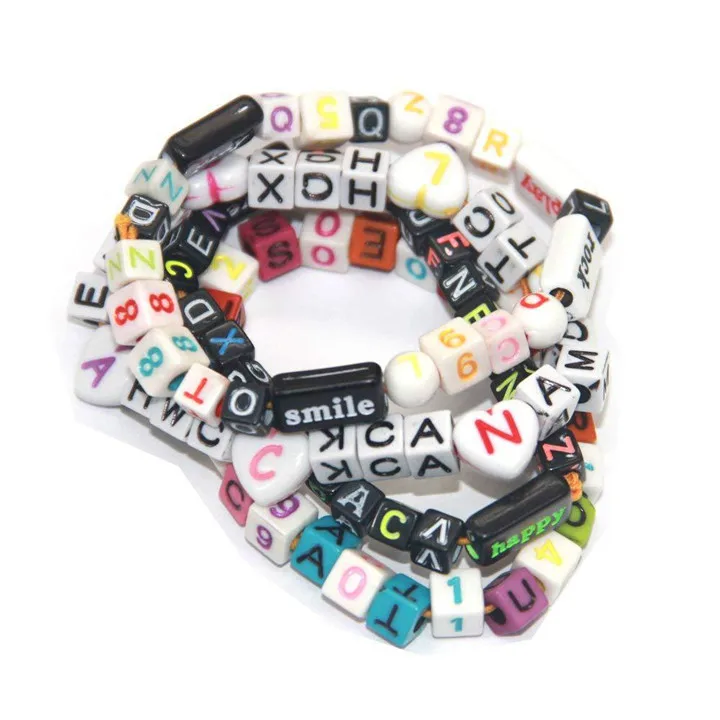 6  100pcs Mixed Letter Beads Charms Bracelet Jewelry Marking Square Alphabet Star Month Beads Necklace Diy Jewelry Accessories