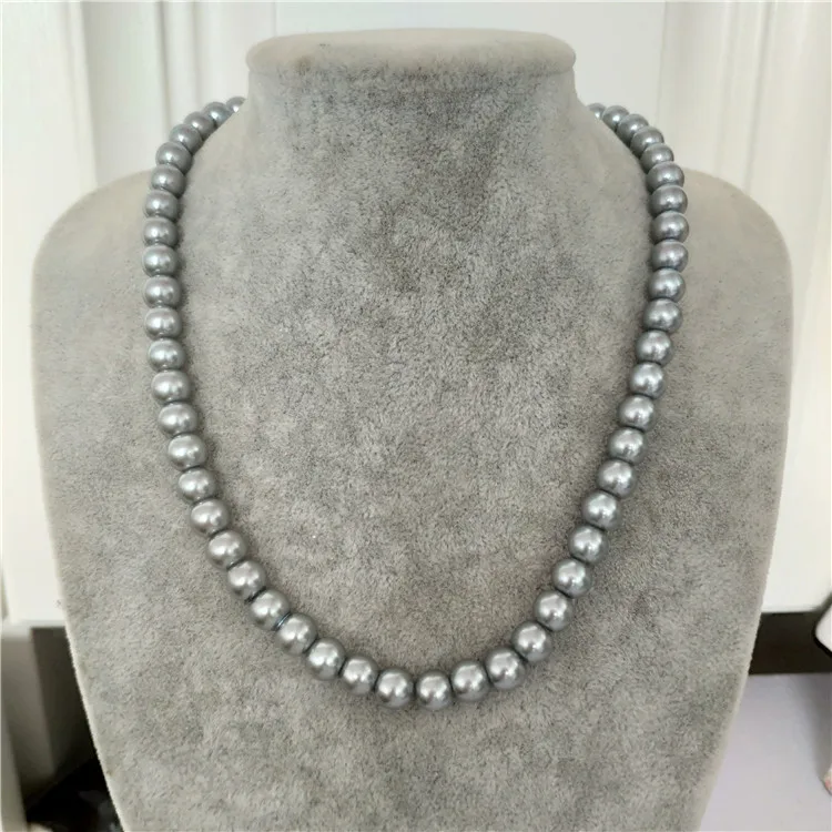 Жемчужное ожерелье для женщин колье из искусственного стекла жемчужное ожерелье женские ювелирные изделия женские свадебные украшения - Окраска металла: grey