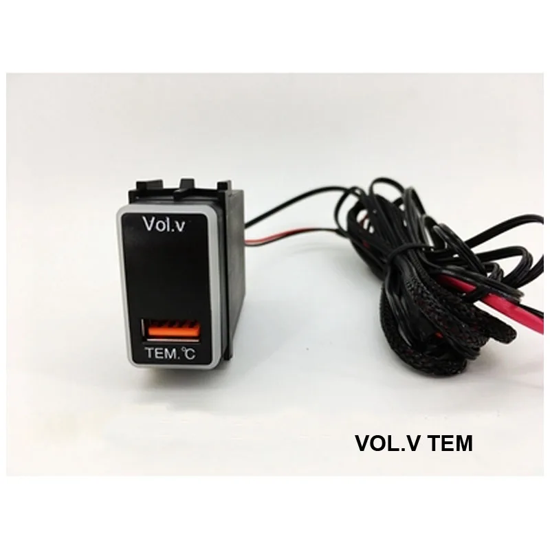 

Car USB Charger USB Connector QC 3.0 Fast Charge Voltage Display Temperature Audio Charger VOL.V TEM For Nissan LIVINA