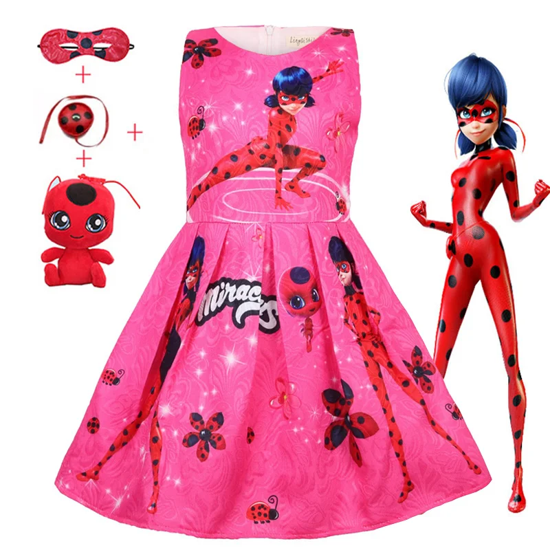 

New Summer Kids Baby Girls clothes Ladybug Princess sleeveless Geometry Toddler cotton casual 2019 Ladybug Party Dresses
