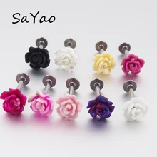 1 шт 16 г 1,2x8 мм Цветок розы Лабрет кольцо цветы губы кольца серьги козелок пирсинг уха ювелирные изделия для тела