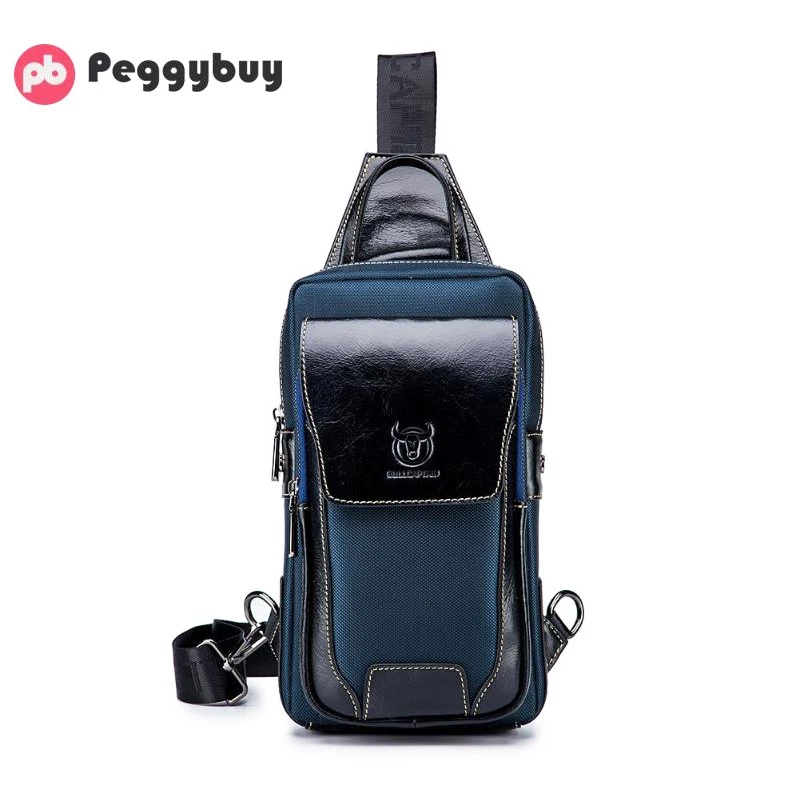 

BULLCAPTAIN Shoulder Satchel Packs Men Genuine Leather Crossbody Chest Bags Genuine Leather Men Messenger Bag Casual Travel Bags