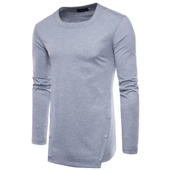 

S-2XL Men Casual Bottoming Long T-shirt Nice Fashion Men High Street Solid Color Long-sleeved T-shirt For Male Hip Hop Style