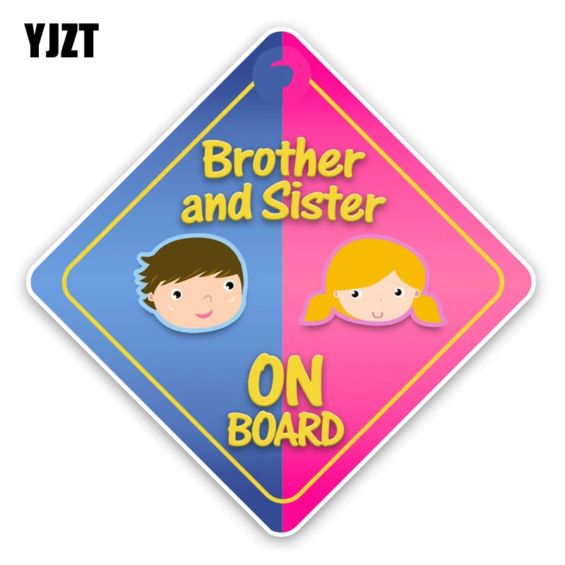 

YJZT 14.5*14.5CM Lovely Brother And Sister BABY On Board Colored Warning Sign Car Sticker Decoration Graphic C1-5670
