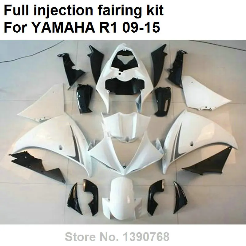 

Injection molded free customize fairing kit for YAMAHA R1 09 10 11 12 13 14 15 white black fairings R1 2009-2015 BN08