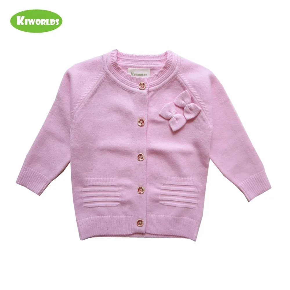 

Winter Hot Sale Pink Cotton Girls Sweater,with Long Sleeves and Decorative pattern, Autumn cardigan