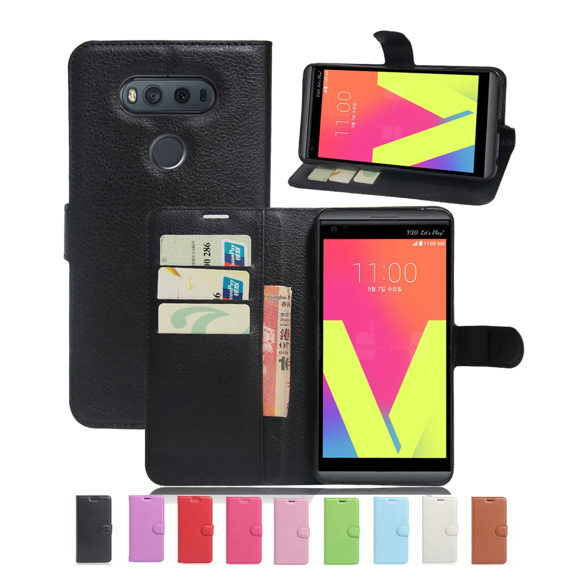 PU Leather Pink Case For V20 LG LGV20 Flip Stand Cover Wallet with Magnetic Closure Full-Body Protect New | Мобильные телефоны и