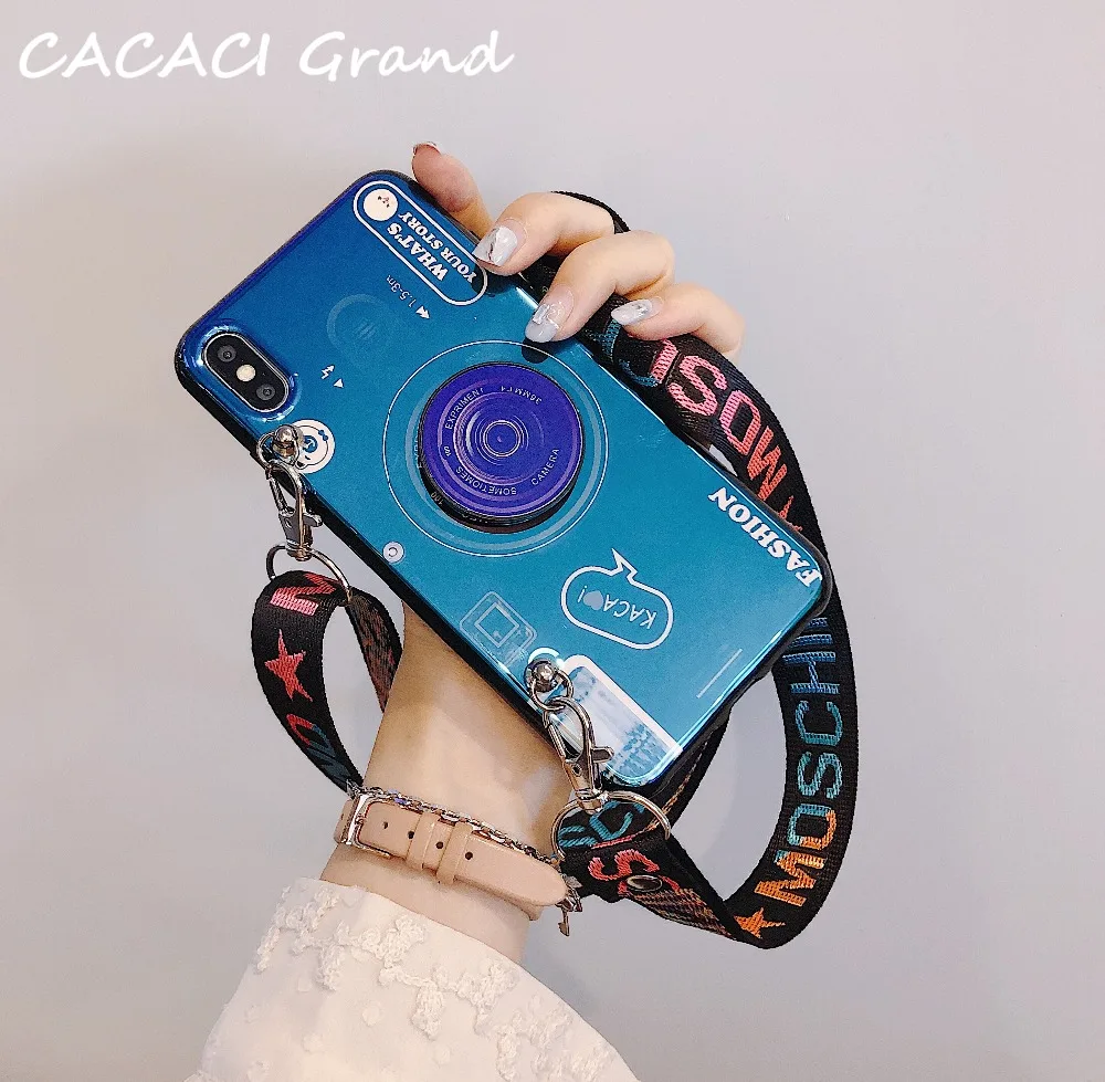 3D Camera case for huawei P30 Pro P20 Lite P9 P10 lite Plus P Smart Nova 4 3i 3 retro soft tpu cover coque Lanyard stand holder