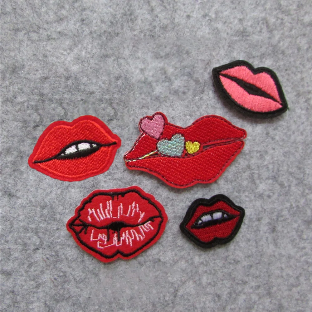 

high quality lips Patches For Clothing Iron On Embroidered Appliques DIY Apparel Accessories Patches For Clothing Fabric Badges