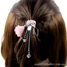 1 шт. бахрома горный хрусталь волос Веревка трехмерный цветок небольшой кулон двойной слой сверхэластичная резина группа волос кольцо G0502