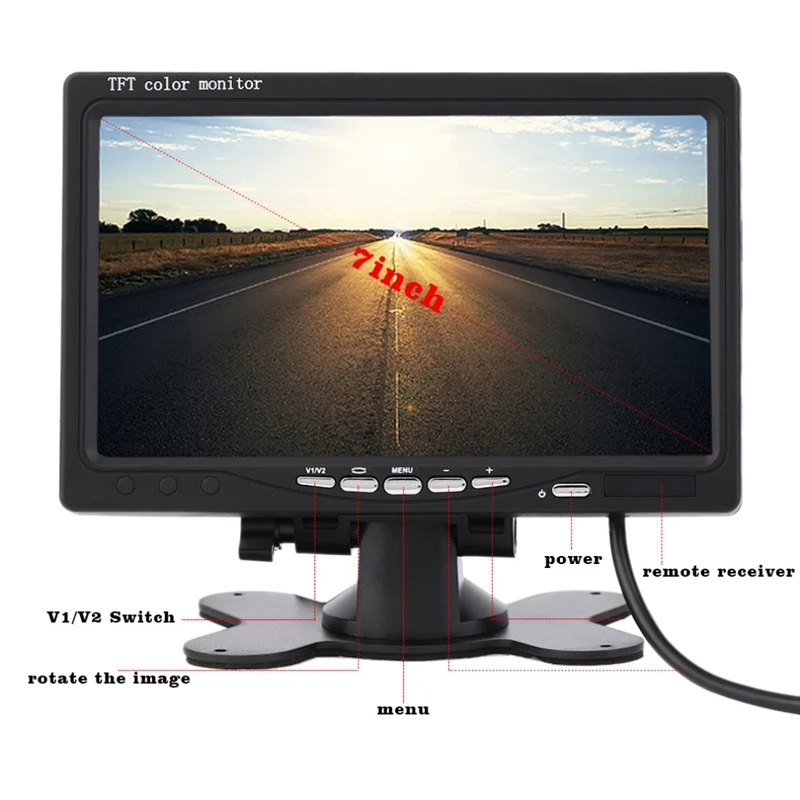 

Car Monitors Back LCD Screen Preferred Support Multi Language 2018 Auto Parts 7 Inch TFT LCD Bracket Desktop Display Monitor