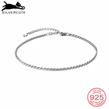 SILVERCUTE 925 пробы серебро витая веревка цепи ножной браслет для Для женщин ювелирные изделия в стиле минимализма ботильоны браслет на ногу колье Подарочное SCA6475B