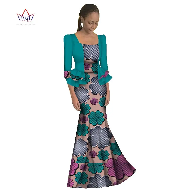 

2019 New African Maix Size Traditional Dress Casual Long Dresses Dashiki Dress Africa Print Wax Long Sleeve Clothing WY1191