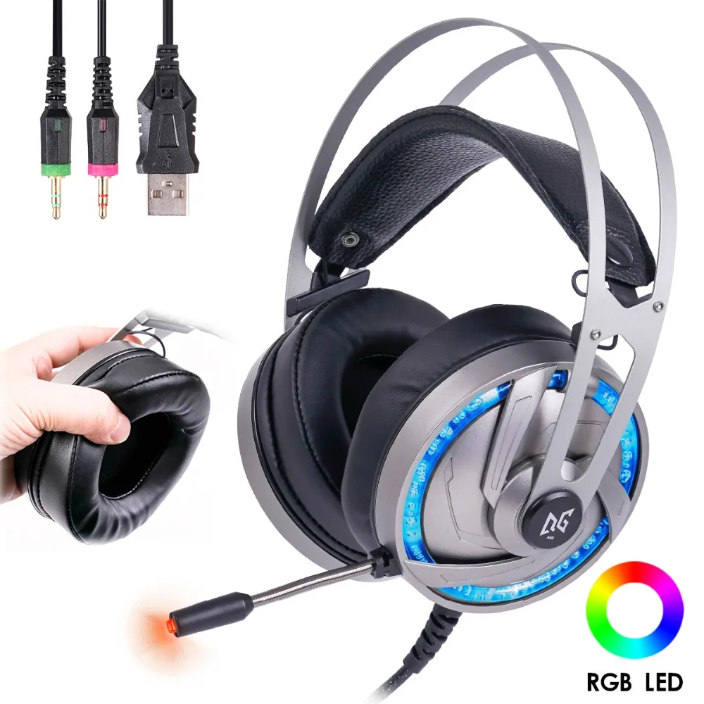 

Gaming Headset with Microphone Led Game Headset Profession Gamer USB Wired RGB Light Headphones for Tablet PC Xbox One PS3 PS4