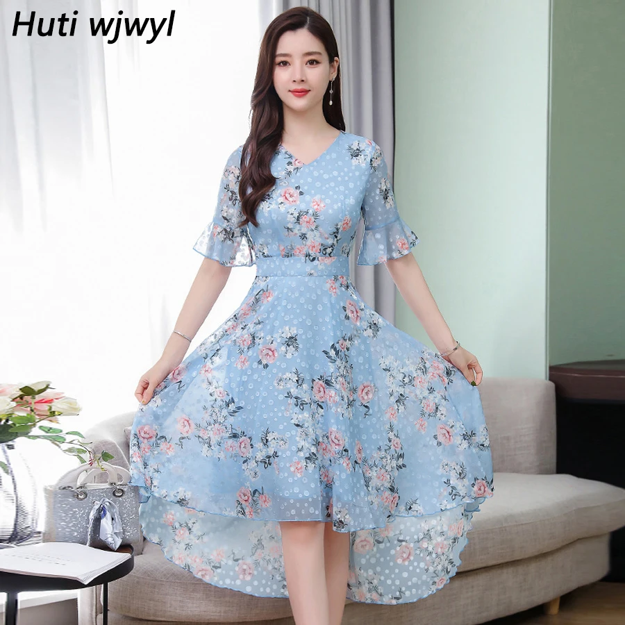 

Summer 3XL Plus Size Print Boho Sexy Sundress Elegant Women Party Vestidos 2019 Vintage Floral Chiffon Bodycon Beach Midi Dress
