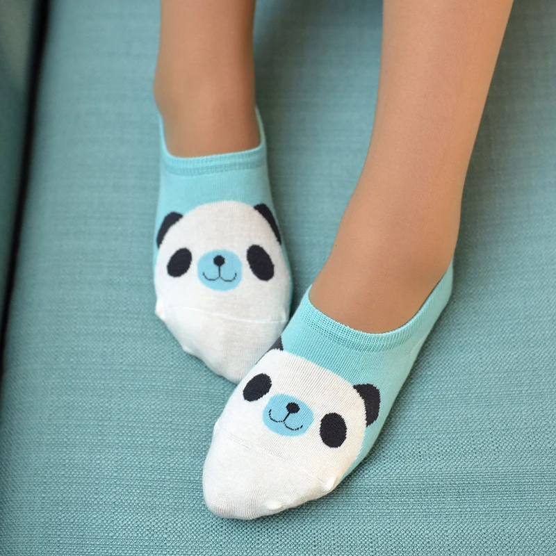 

5pcs Women Invisible Slipper Socks Summer Silicone Non-Slip Low Cut Boat Sock Girls Cotton Animal Cute No Show