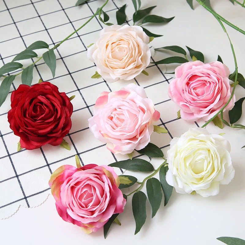 9cm Artificial Rose Blossom Bouquet Silk Flowers Heads Floral Wedding DIY Decor 