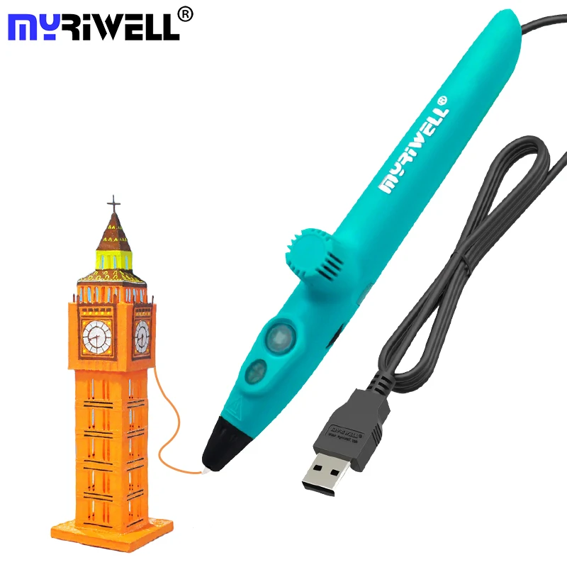 Новинка Myriwell 3D ручки для печати RP-200A USB низкотемпературная 3D Ручка с PCL материалом безопасная для детей рисование подарки
