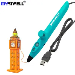 Новинка 2019 года Myriwell 3D печать ручки RP-200A USB низкая температура Doodle ручка с PCL материал безопасный для детей рисунок подарки