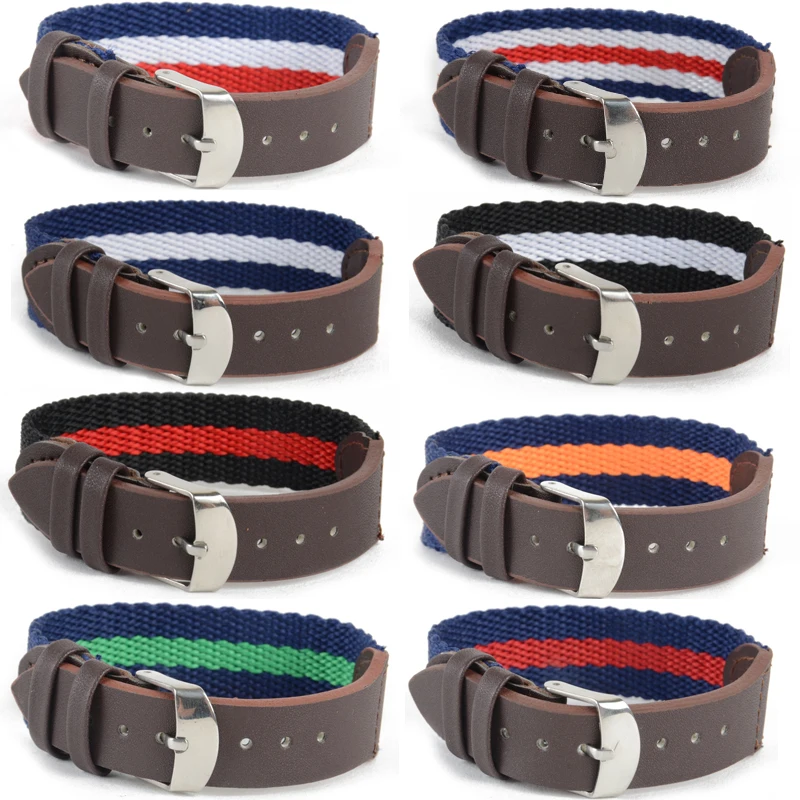Watch Band Strap Nylon Mesh Leather Watchbands Womens Mens Sport Watches Belt Accessories Relojes Hombre 18mm 20mm Canvas