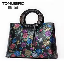 TOMUBIRD Überlegene rindsleder Getränke-charme-blumensammlung frauen Aus Echtem Leder Griff Handtasche Tote mit Verstellbarer Schultergurt