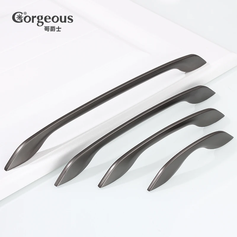 

Gorgeous Zinc Alloy American drawer handle Simple kitchen cabinet door double hole handle Gray small handle