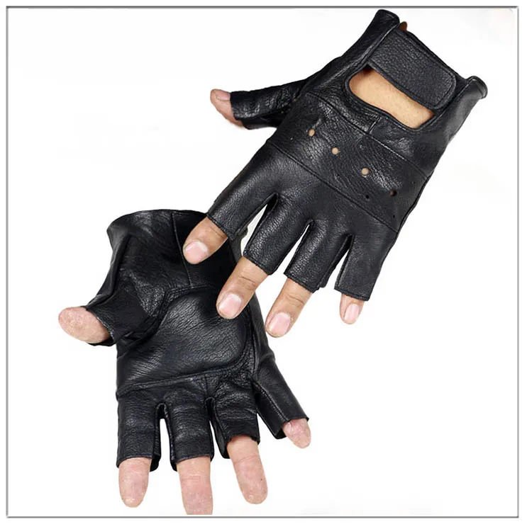 Мужские перчатки из натуральной кожи высокого качества Нескользящие Luvas половина пальца овечки кожаные перчатки без пальцев gants moto WARBLADE