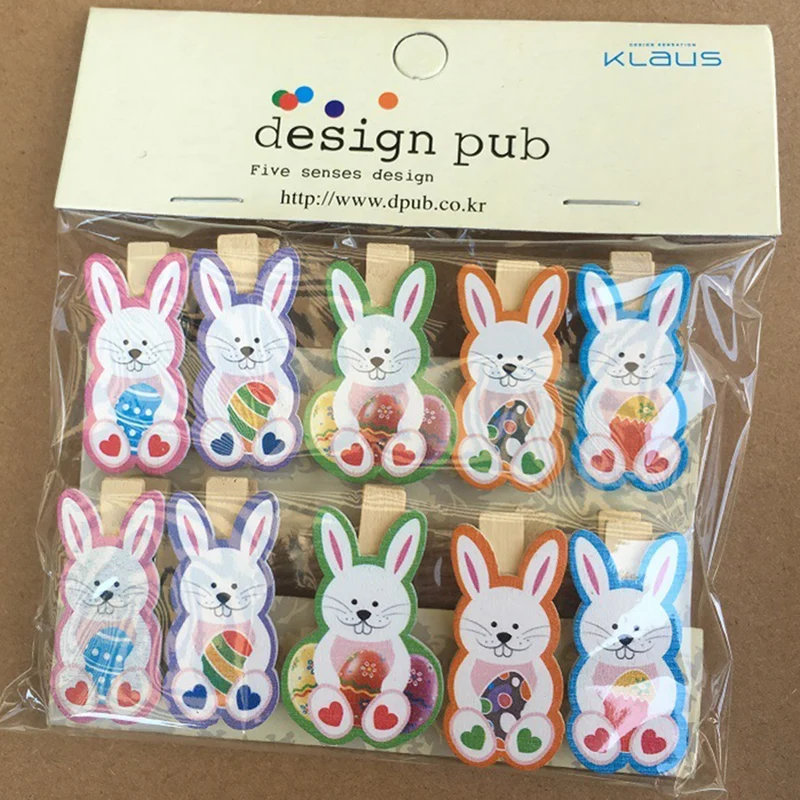 

10pcs Rabbit Wooden Clips Easter Decoration Mini Easter Eggs Rabbit Clip Easter Party Supplies Cartoon Kids Birthday Party Decor