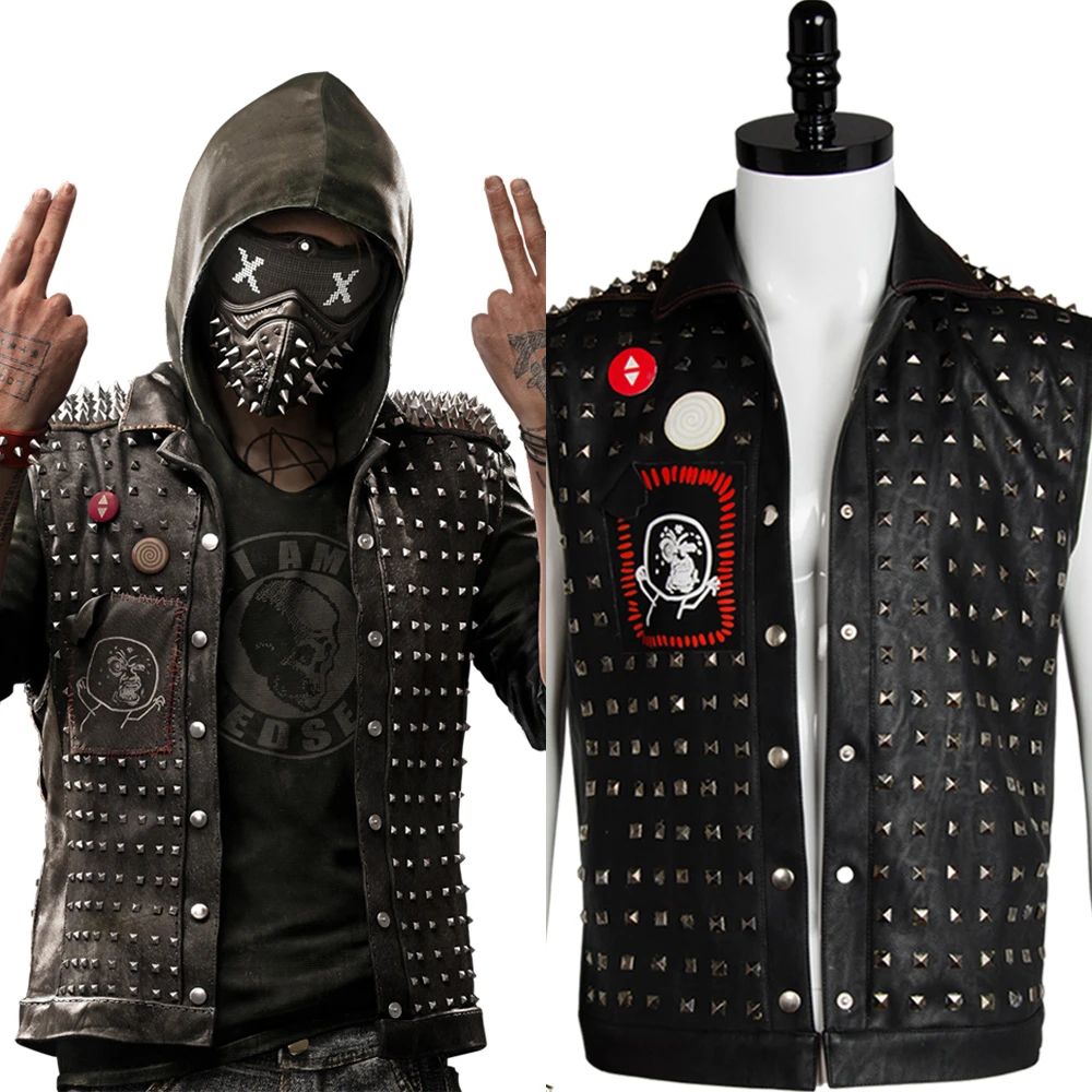 Watch Dogs 2レンチコスプレベスト衣装ブラックフェイクレザーdedsecジャケットベスト Watch Dogs Black Costumeveste Cosplay Aliexpress