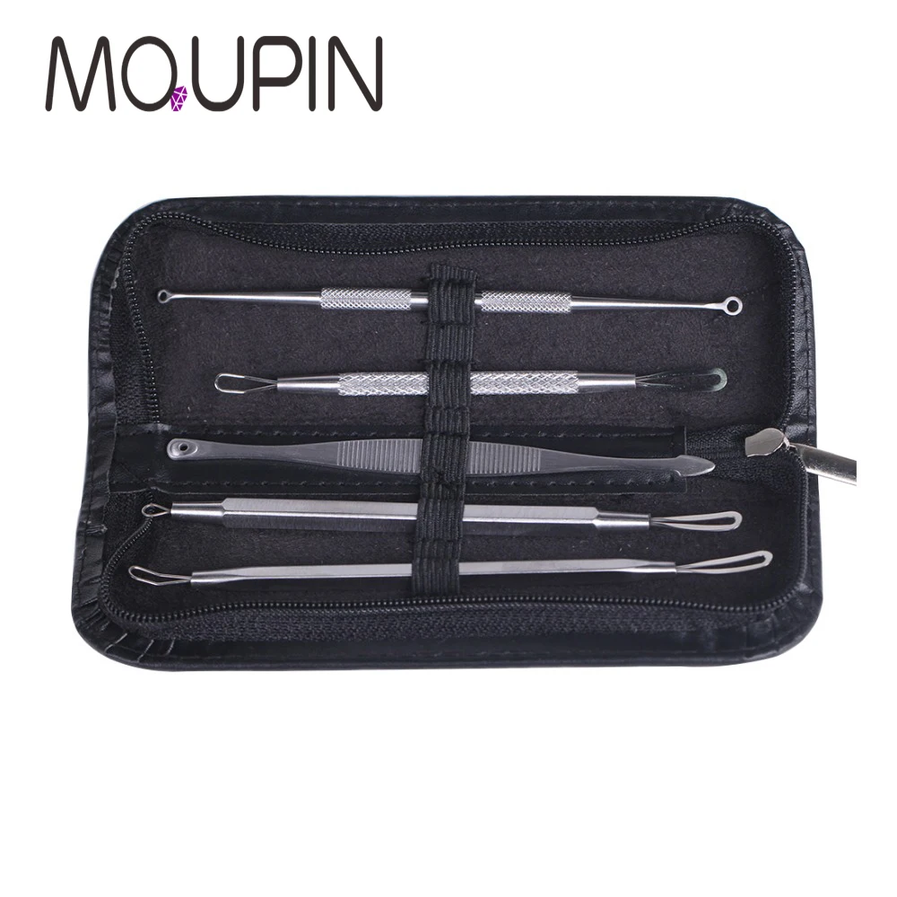 

5 Pcs Stainless Steel Blackhead and Blemish Remover Tool Kit Professional Blackhead Acne Pimple Blemish Extractor Beauty Tools