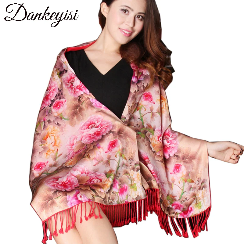 

DANKEYISI 2017 Brand Foulard Femme Hijab Bandana Scarf Women Fashion Long Tassels Printed Scarf Winter Shawl Silk Scarves Female