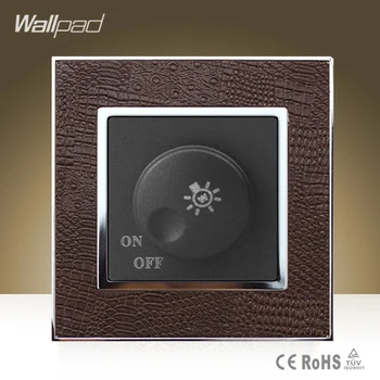 

Hot Sale Wallpad Luxury 500W Dimmer Wall Switch Goats Brown Leather Rotary Lamp Dimmer Regulate Wall Switch Free Shipping