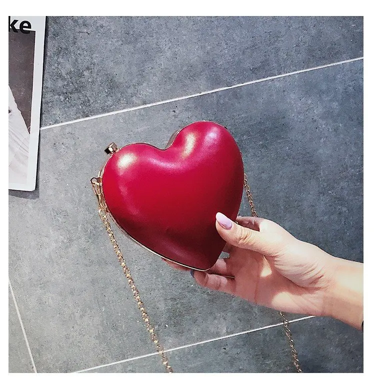 

Fashion Women Heart Shape Pu Leather Ladies Shoulder Bag Tote Party clutch bag Crossbody Mini Messenger Bag Handbag Flap