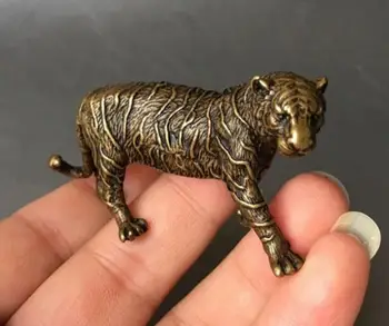

China's archaize pure brass tiger small statue #3