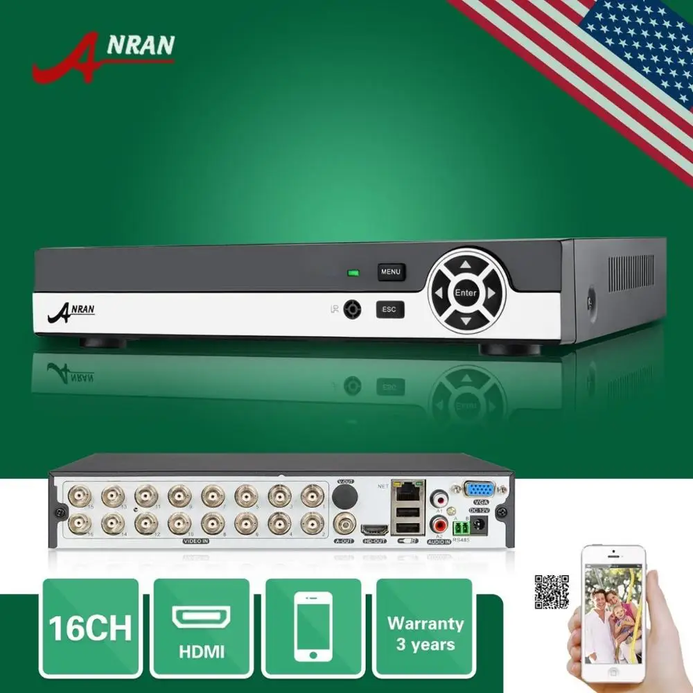 ANRAN 16CH DVR HDMI VGA 960H D1 Video Recorder Audio PTZ For CCTV Security Camera Kit