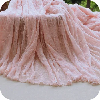 Pink Embroidered Lace Fabric Polyester Flower Lace Fabric Cloth for Patchwork Sewing Dress Skirt Doll
