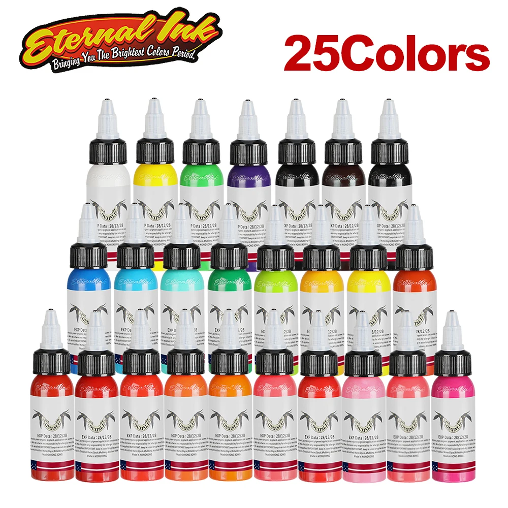 

25Pcs 1 Body Painting Tattoo Ink Set Permanent Makeup Coloring pigment Eyebrows Eyeliner Tattoo Paint Body Makeup Ink Tool