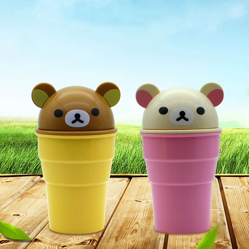 Car styling cute mini Bear storage box car trash can stowing tidying