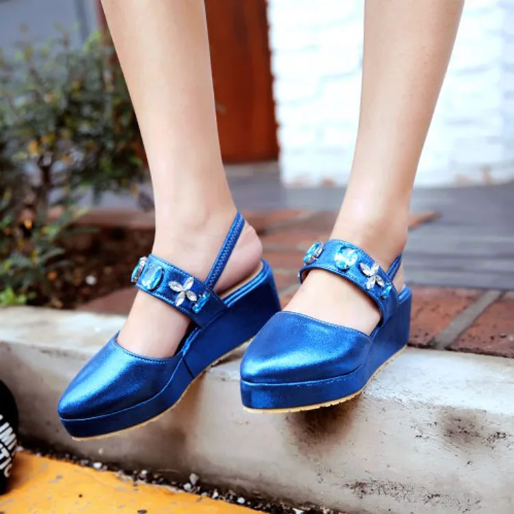 Crystal Gladiator Sandals 2017 New Creepers Platform Wedges Summer Casual Slingback Shoes For Woman Big Rhinestones High Heels (23)