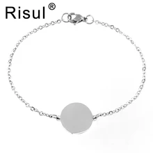 Нержавеющая сталь 15 мм Круглый Шарм пустой браслет для женщин ювелирные изделия подарок Rolo цепь с обеих сторон зеркальные полированные браслеты