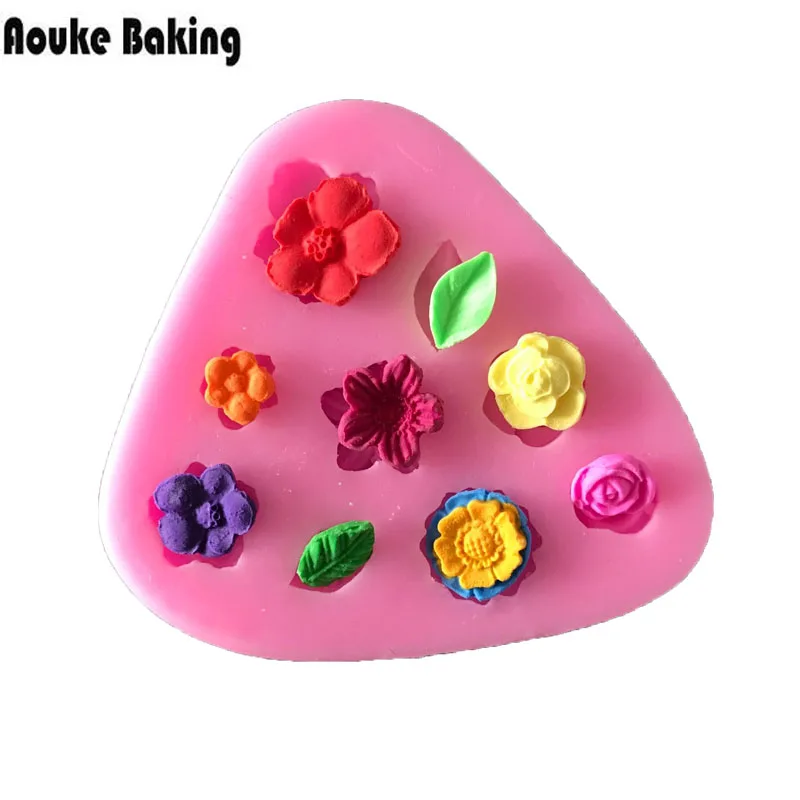 

1PC different flowers leaves fondant molds silicone mold soap moulds sugar craft tools chocolate bakeware C023