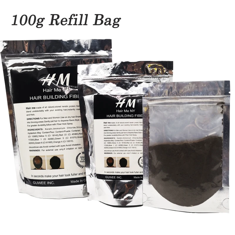 

100g RefillBag Hair Loss Building Fibers Growth Faster Free Shiping Black/Dark Brown Colors