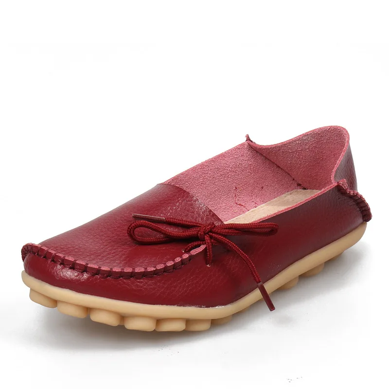 

Women Soft Genuine Leather Women's Flats Slip-on Casual Round Toe Comfortable Shoes  Moccasins Mother Loafer