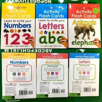 

3 Box/Set with Pen Wipe Clean Children's Early Teaching English Word FlashCard Animal Letter Number Cards Learning Toy