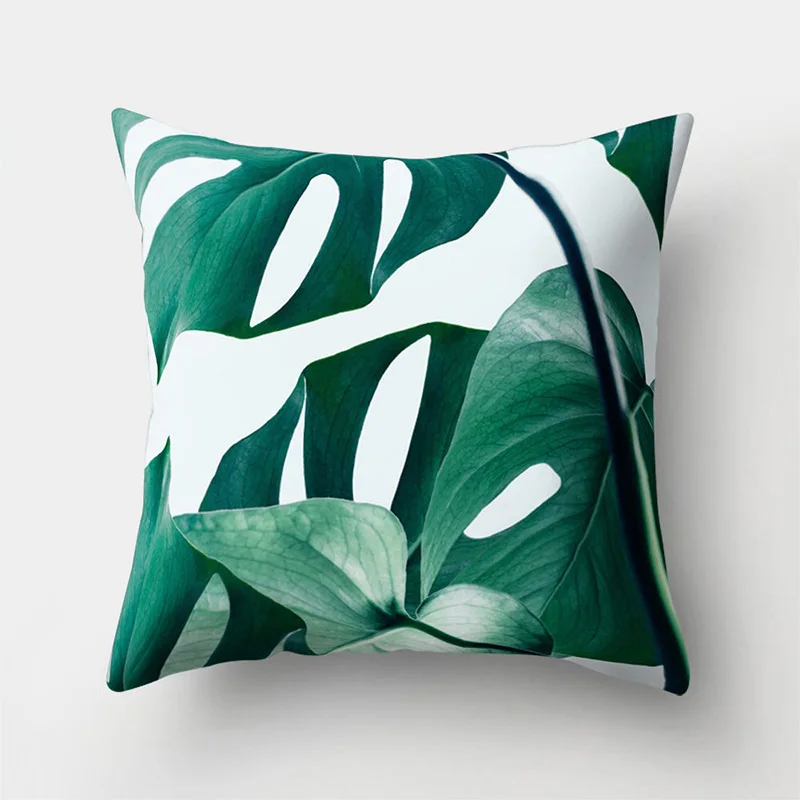 Декоративная подушка для дивана, наволочка лист тропического растения, наволочка, полиэстер 45*45, декоративная наволочка для дома 40506-X - Цвет: 2BZ-40506-44